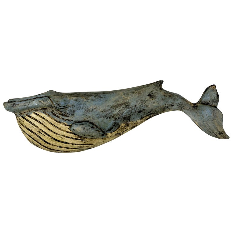 Carved and Painted Blue Whale by Wendy Lichtenstieger at 1stDibs