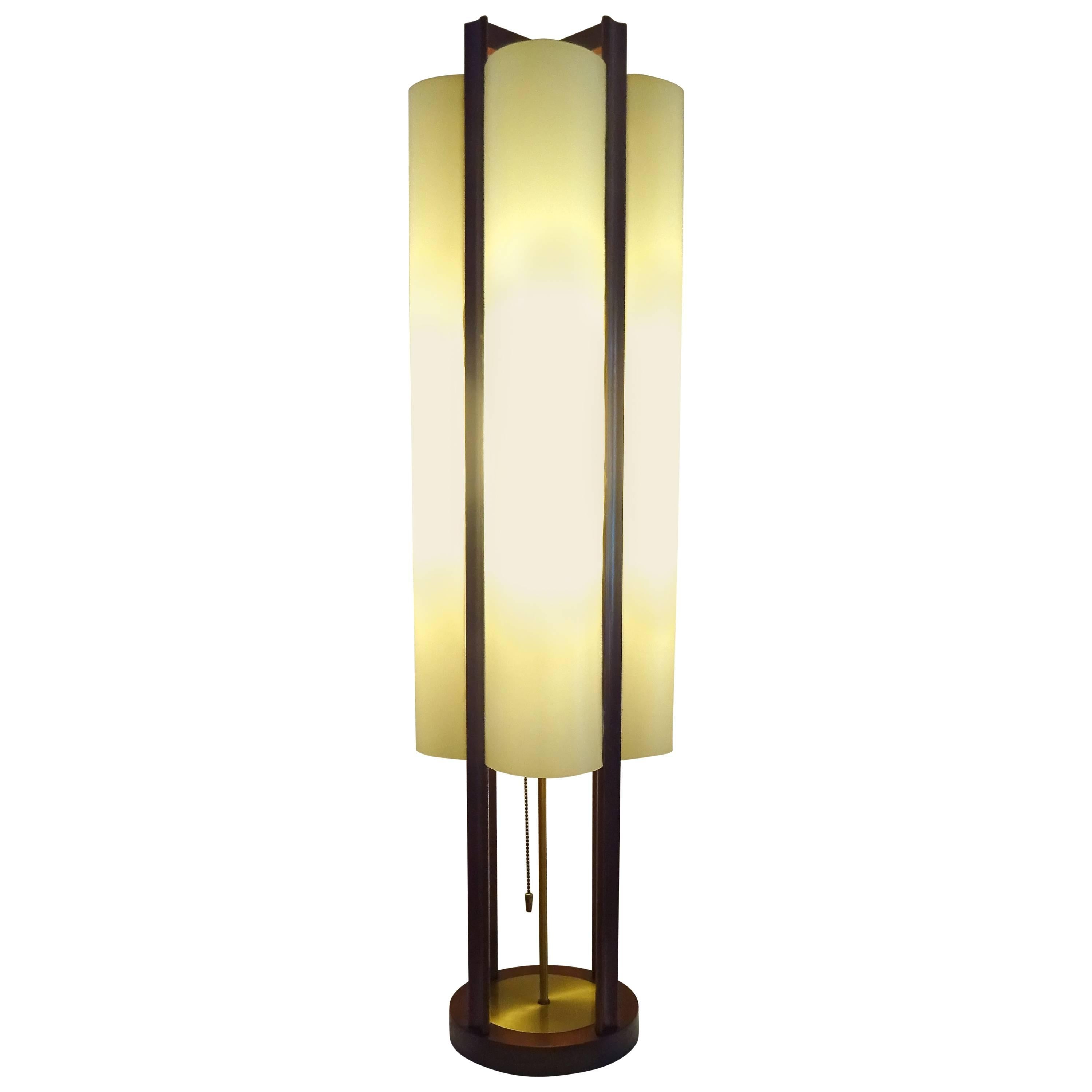 Monumental 1950s Modernist Walnut Table Lamp