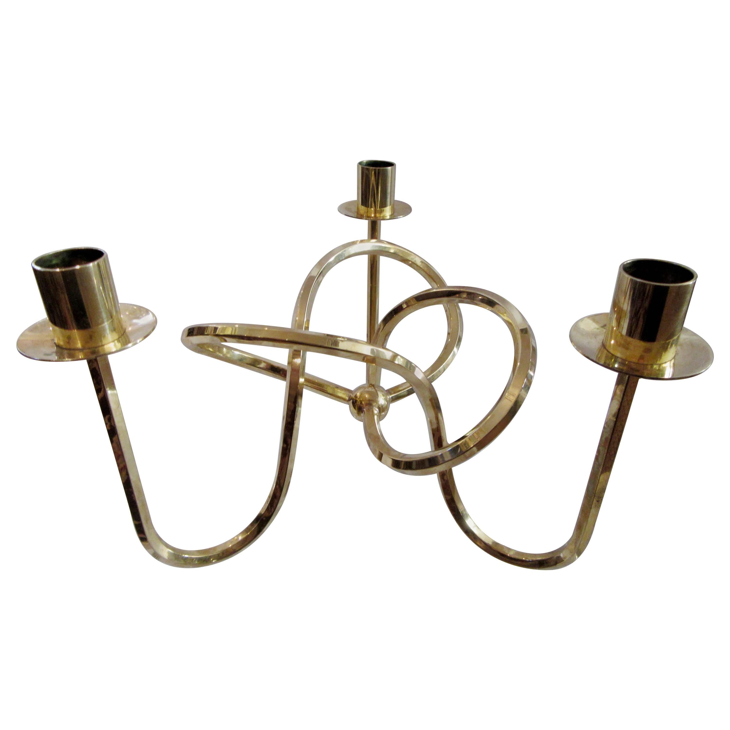 Mid-Century Knot of Friendship Brass Candleholder by Josef Frank
