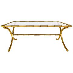 Faux Bamboo Brass Coffee Table