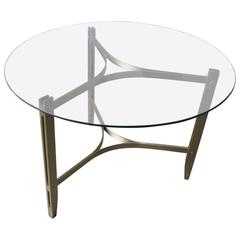 Round Solid Brass Dining Table, 1970s