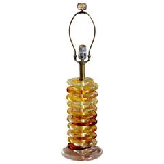 Stacked Oval Table Lamp in Tobacco Lucite