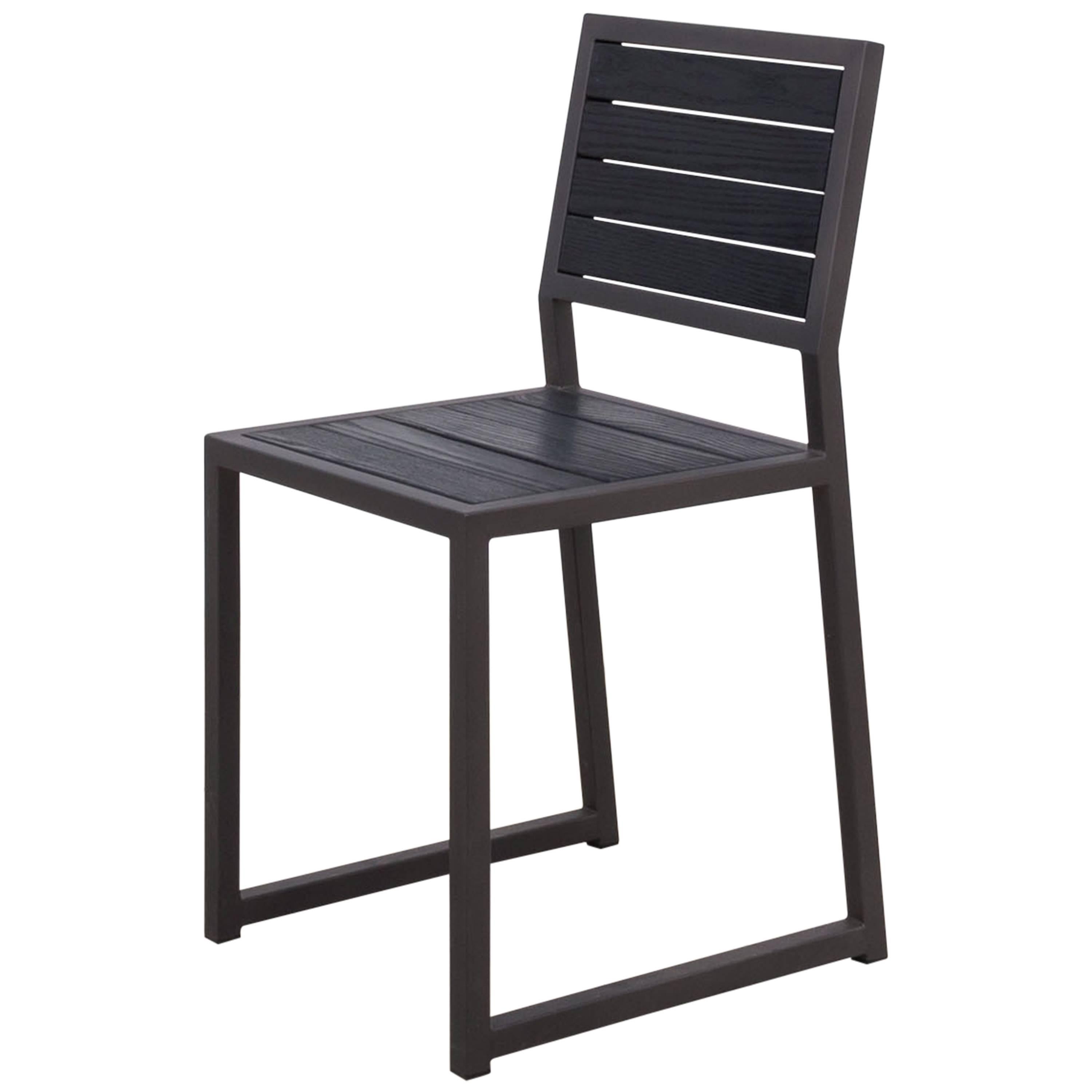 1x1 Chair by Uhuru Design in Black Steel and Charred Oak - IN  STOCK