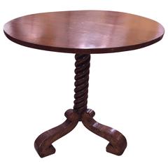 19th Century English Rope Twist Pedestal Plum Pudding Mahogany Table