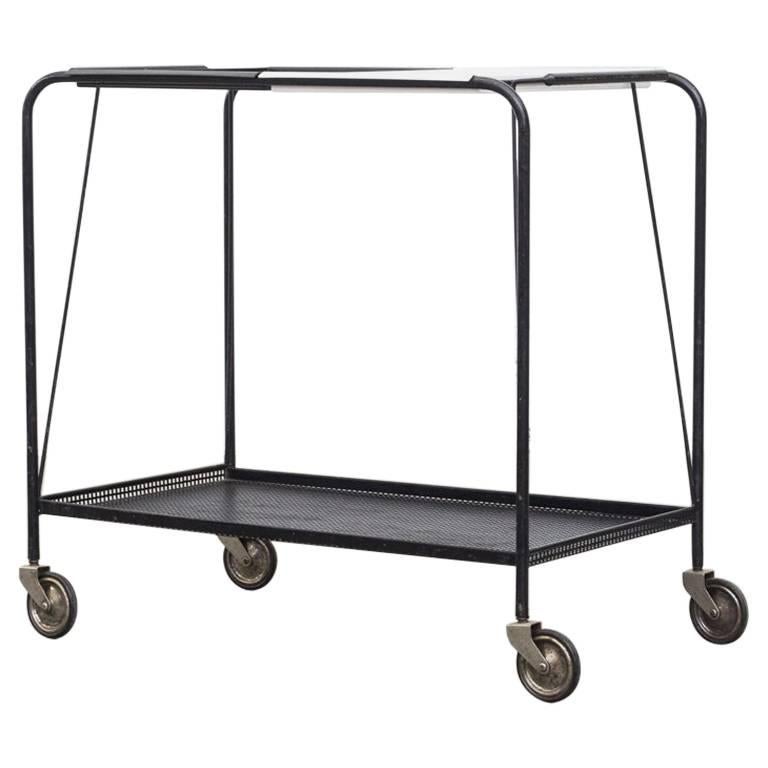 Mathieu Matégot Style Pilastro Bar Cart with Removable Tray