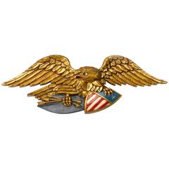 Aigle américain sculpté à la main:: flèches agrippées et bouclier de l'Union