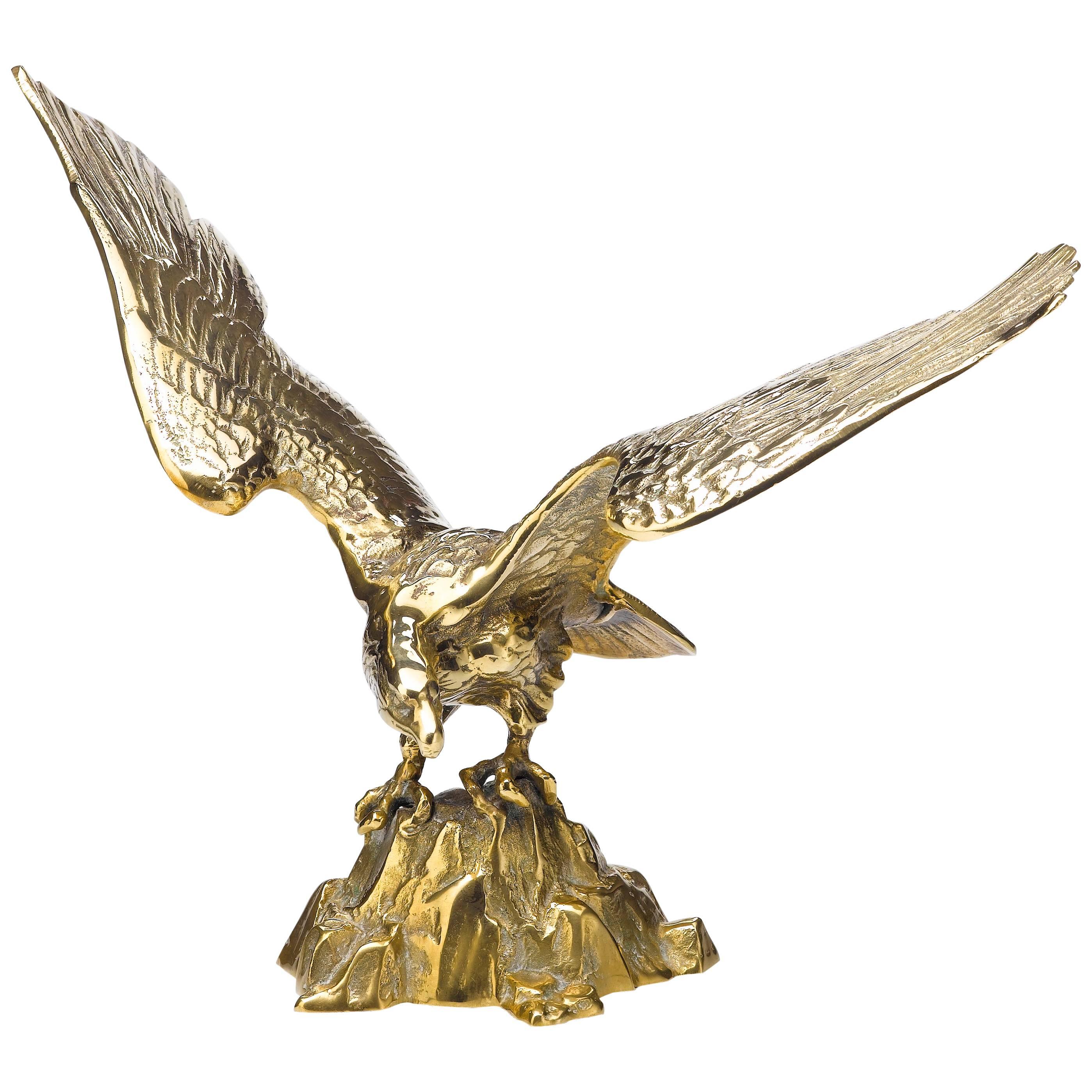 American Eagle Sculpture in Brass, Early 20th Century