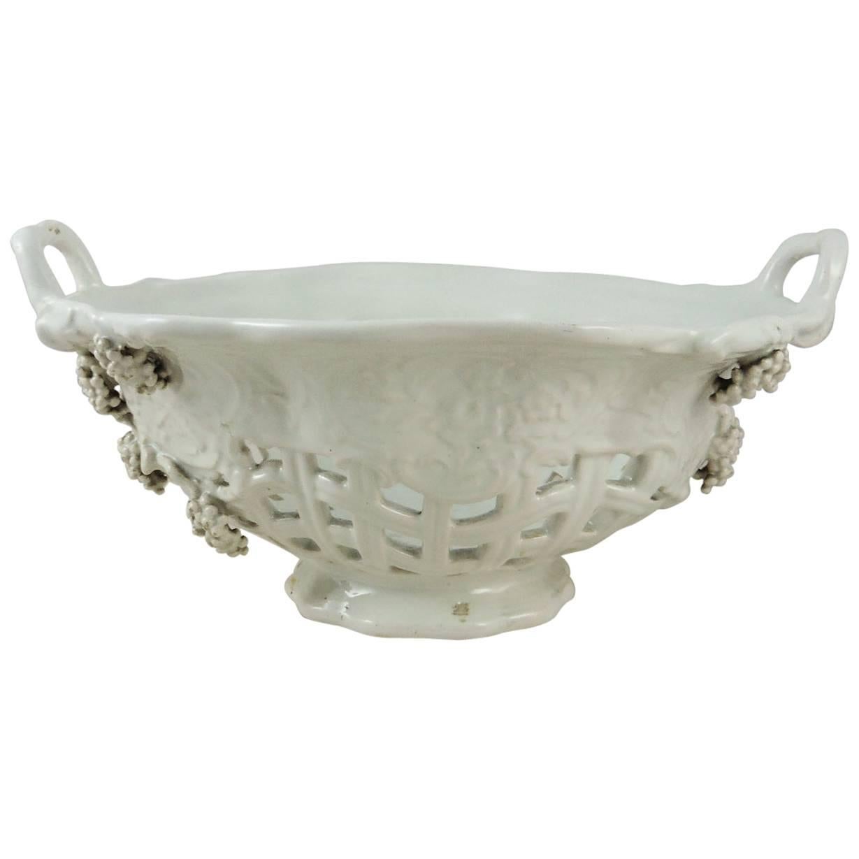 French White Reticulated Grapes Basket, circa 1900