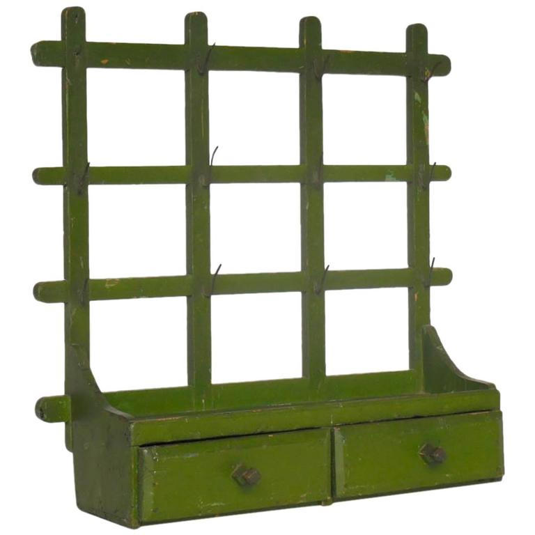 Antique Hanging Wall Shelf with Drawers at 1stDibs