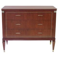 Tailored French Three-Drawer Tiger Mahogany Chest in the Neoclassical Taste