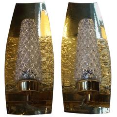 Pair of Mid-Century Brass and Crystal Sconces by HAGS, Austria, Vienna, 1950s 7