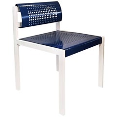 Set of Four - Modern Steel Patio Chair with Perforated Seat and Back, circa 2000