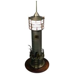 Vintage Atmospheric Art Deco Machine Age Lighthouse Lamp