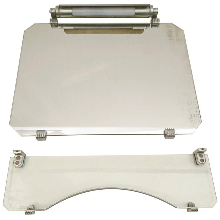 Art Deco Bathroom Mirror with Lamp and Separate Shelf at 1stDibs