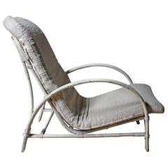 White Painted Art Deco Period Bamboo and Wickerwork Open Armchair by Dryad