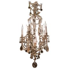 Antique French Louis XV Style Old Silver Plate and Crystal Chandelier by Maison Baguès