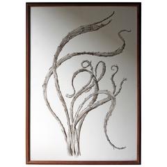 Raphaël Ghislain, Botanical Sepia Ink Study on Paper, Japanese Dragon Willow