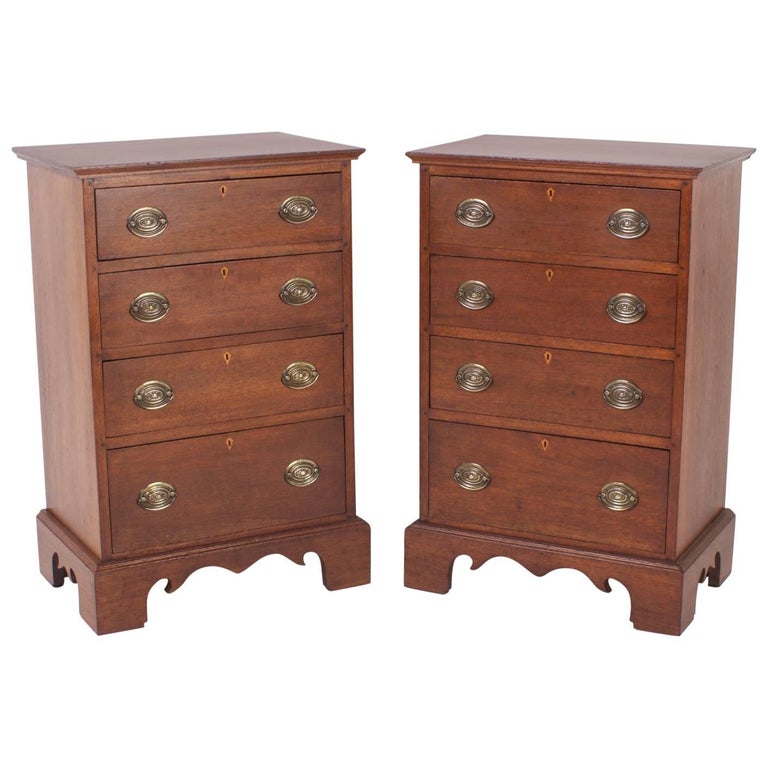 Pair of Antique Chippendale Style Mahogany Nightstands or Chests at