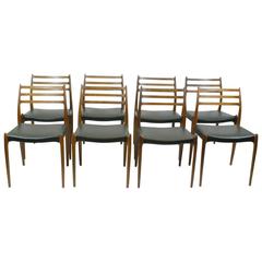 Set of Eight Rosewood MöLler Mod. 78 Dining Chairs 11