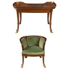 Bureau et fauteuil Art Nouveau français Aux Nenuphars