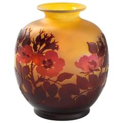 French Art Nouveau Cameo Glass Vase by Emile Gallé