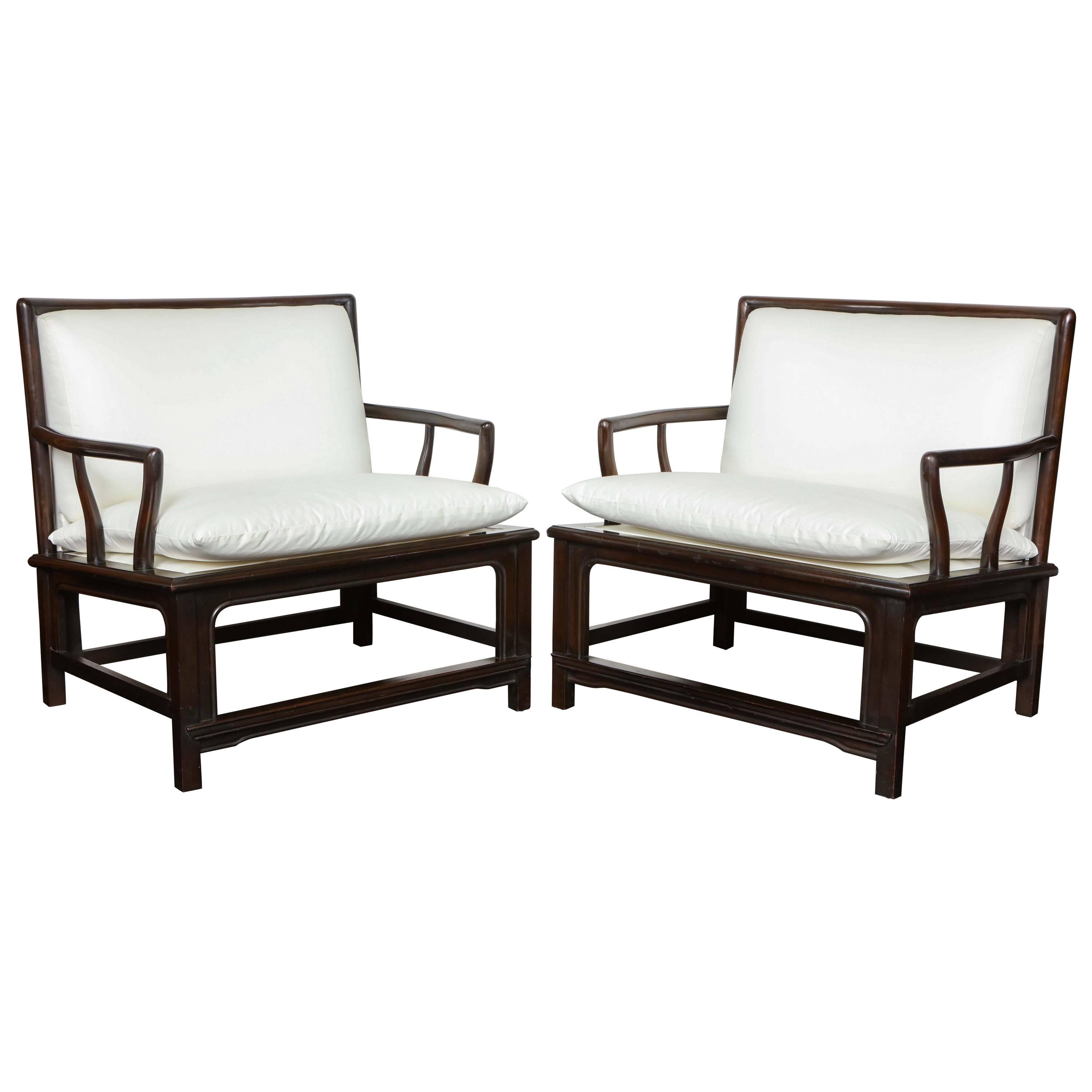 Pair of Mid-Century Ebonized Armchairs, 'Widdicomb' For Sale