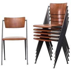 Rare Set of 6 Rietveld ''Pyramid'' Chairs for Ahrend the Cirkel, Netherlands