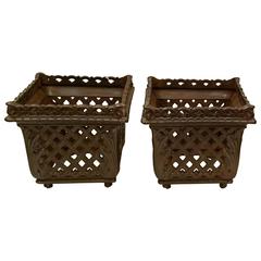 Pair of Antique French Cast Iron Planters or Jardinière