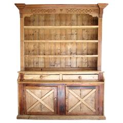 Antique English Pine Step Back Cupboard
