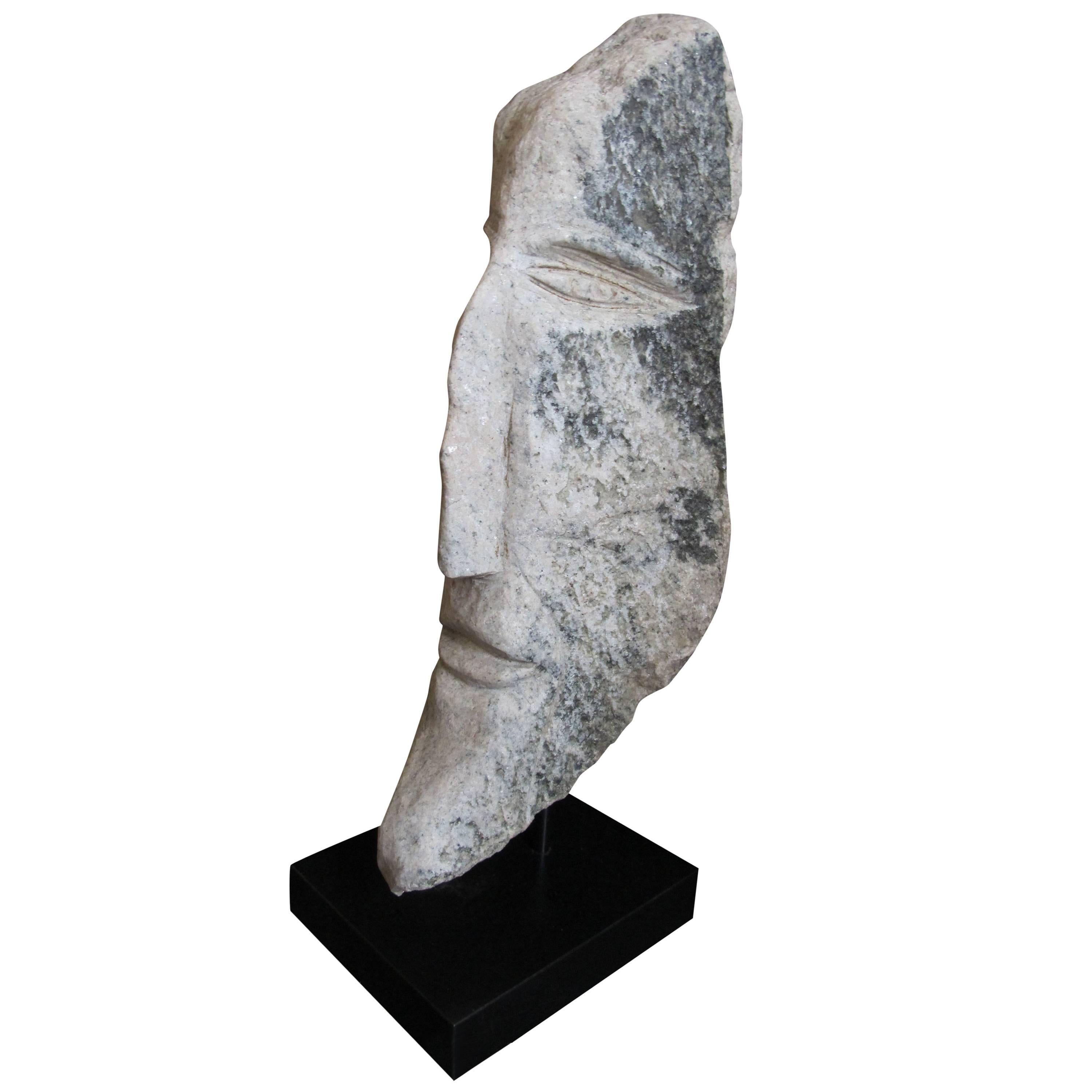 Ted Ludwiczak Elongated Carved Stone Head
