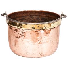 Large Copper and Brass Pot with Iron Handle 11
