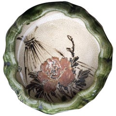 Japanese Antique Hand Glazed Flower Bowl 20th Century  Mint, Signed  & Boxed