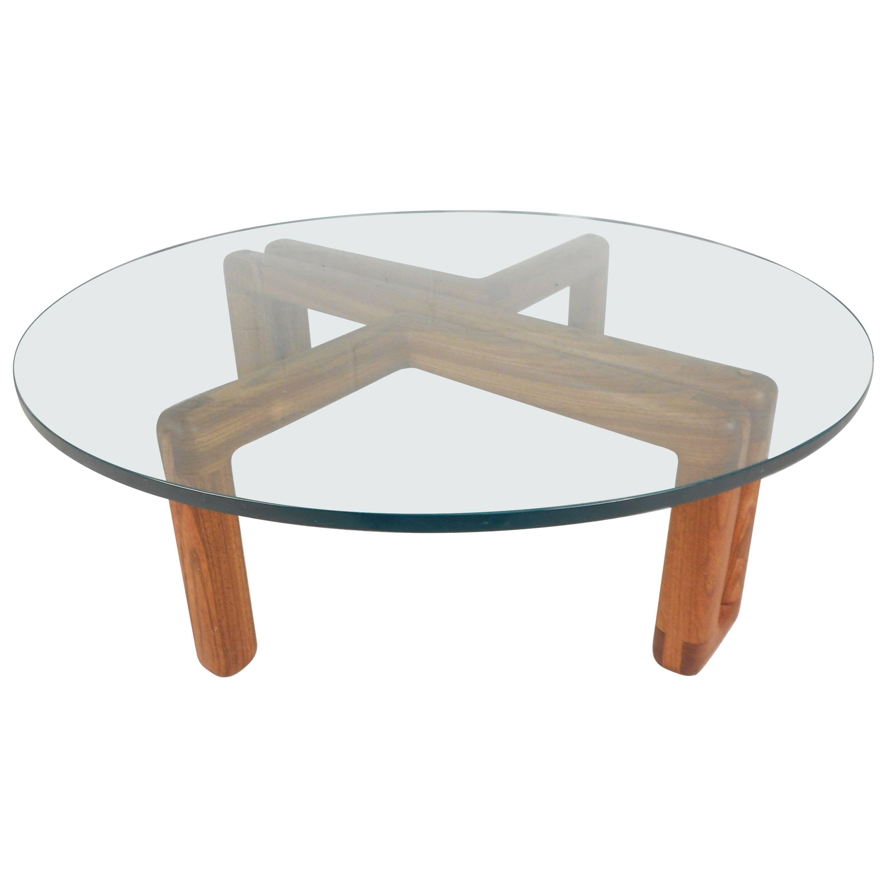 Mid-Century Modern Round Glass Coffee Table