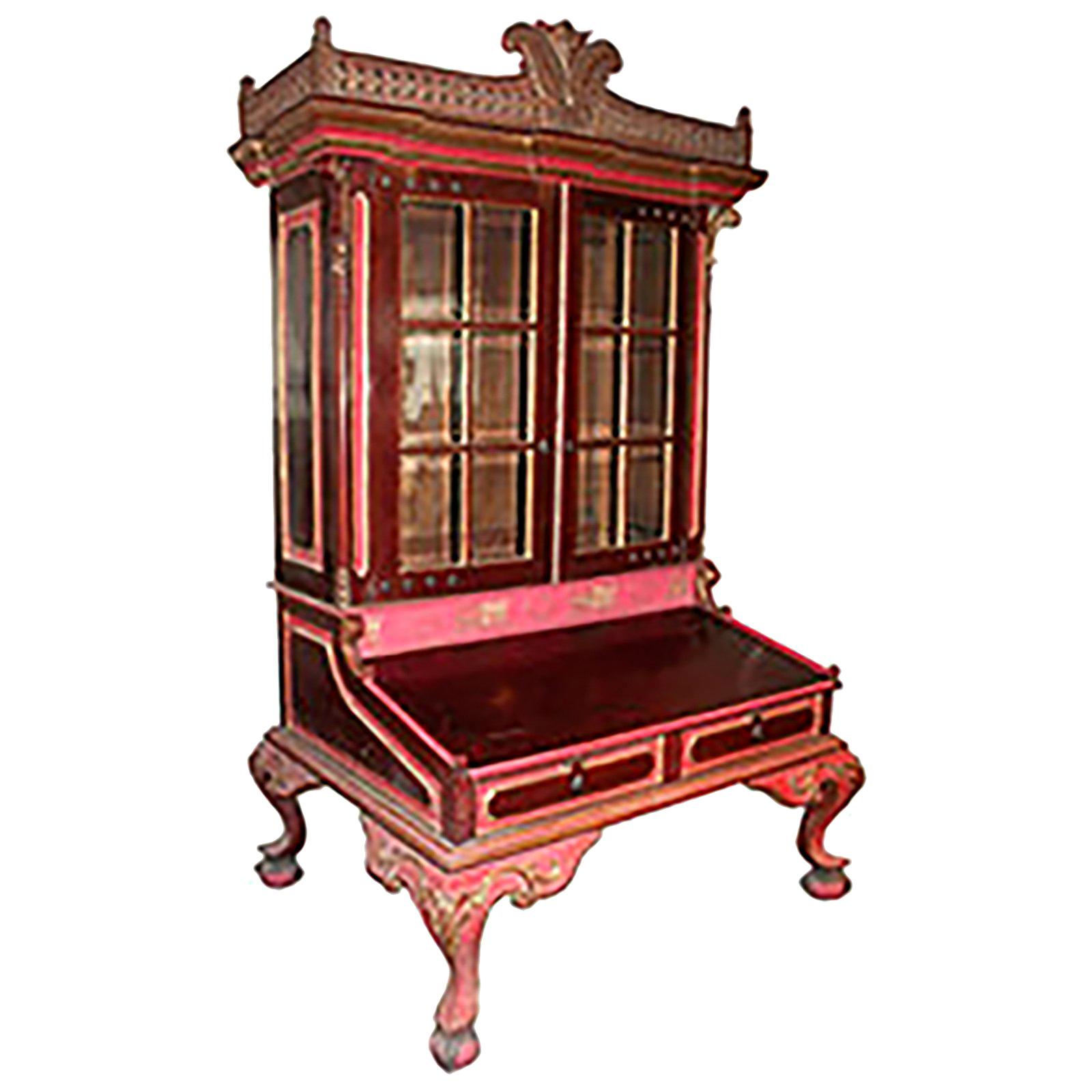 Antique Indonesian Reclining Plantation Chair with Bamboo Slats and