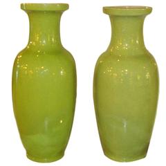 Large Pair of Mint Green Celedon Vases