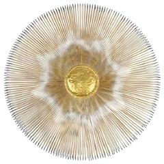 Brutalist Style Sunburst Wall Sculpture of Brass and Copper by Casa Devall