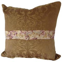 19th Century Vintage French Damask Accent Pillow 10