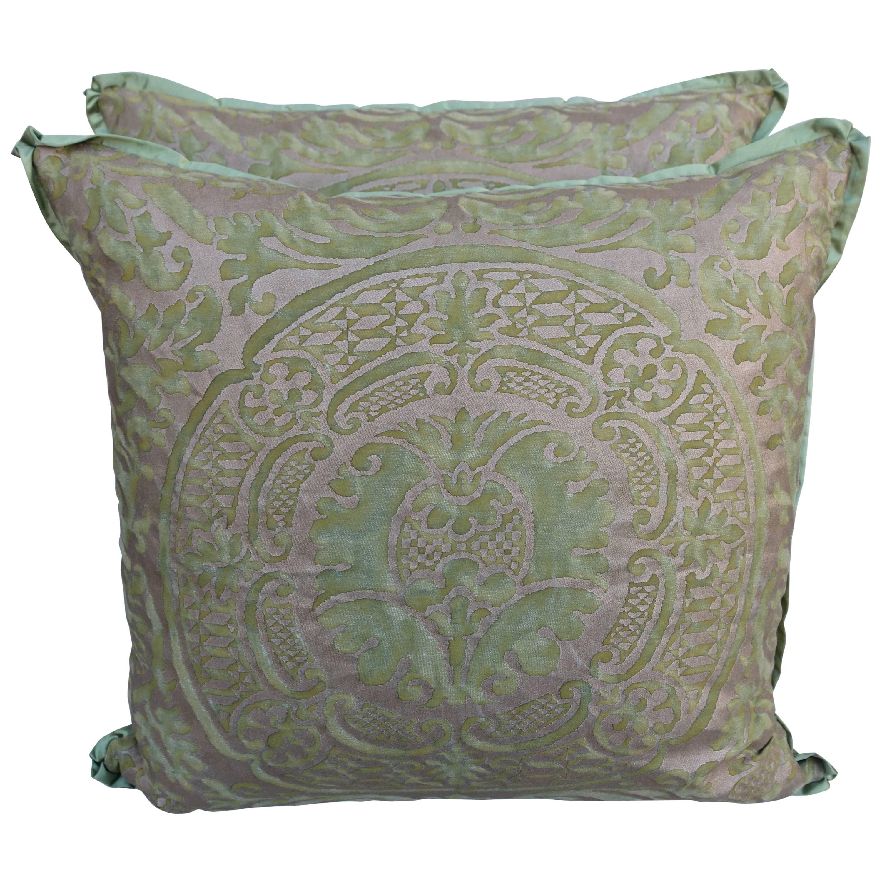 Orsini Patterned Green and Gold Fortuny Pillows