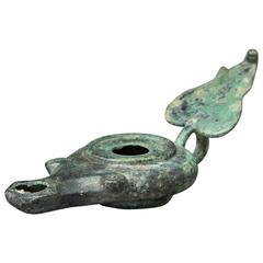 Antique Greco-Roman Bronze Oil Lamp