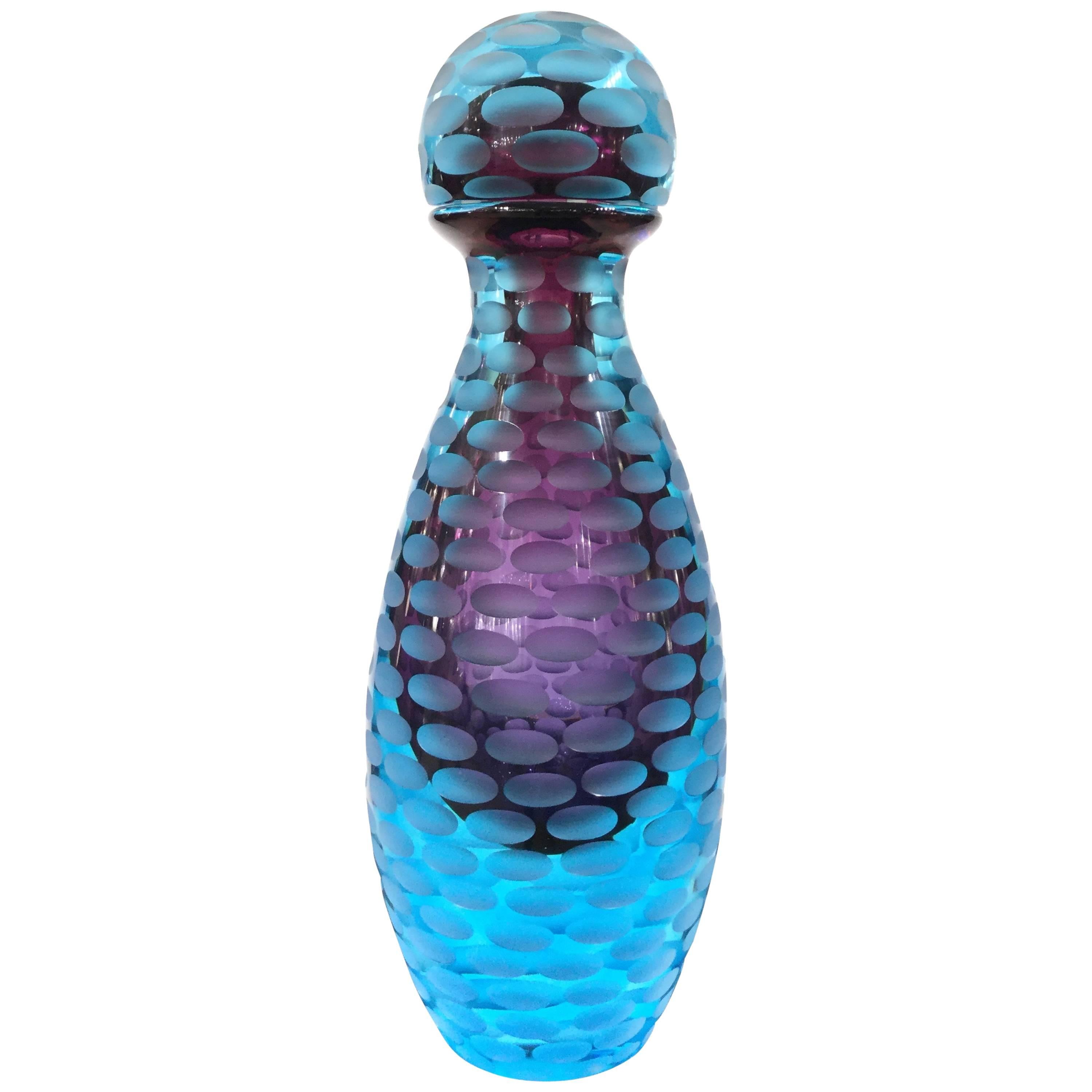 Monumental Blue Murano Glass Bottle