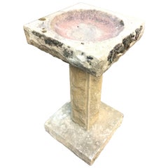 Classical English Edwardian Carved Stone Birdbath