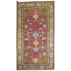 Antique Ghiordes Throw Rug 8