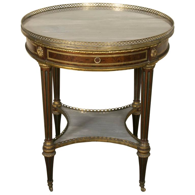 Louis XVI Style Round Table in Mahogany and Gilt Bronze by Gervais