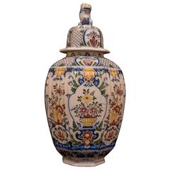 Netherlands Late-19th Century Fine and Large Delft Polychrom Vase, circa 1890