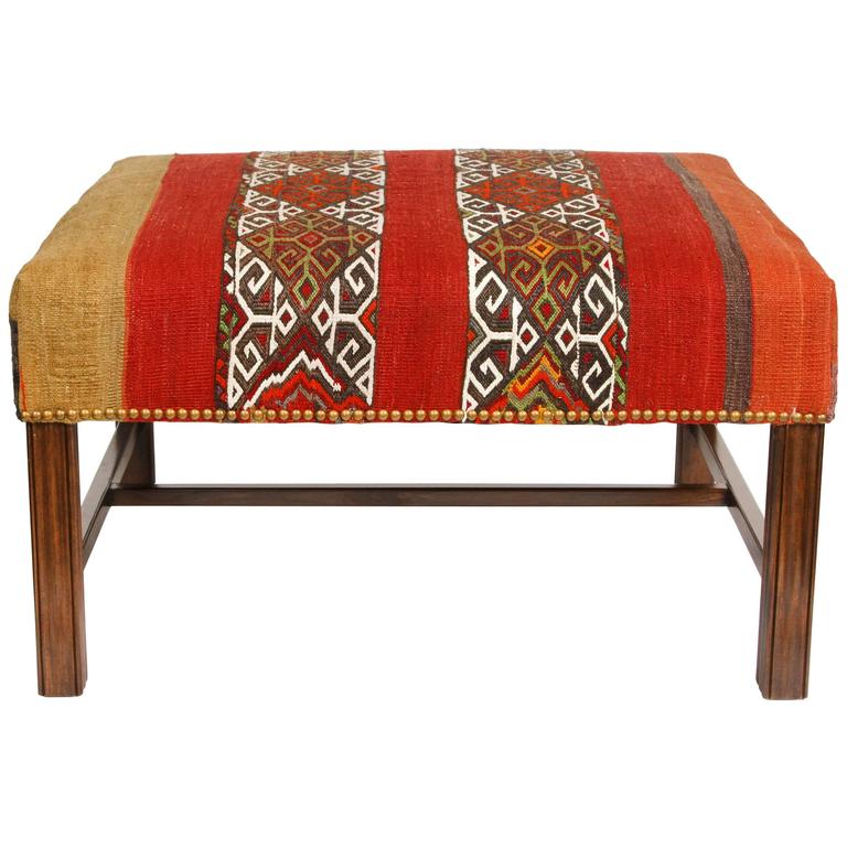 CustomMade Ottoman in Woven Turkish Rug at 1stdibs