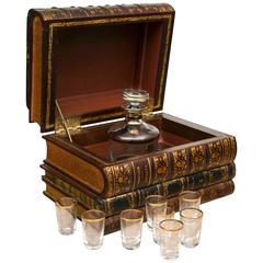 Antique French Tantalus with Crystal Decanter Set