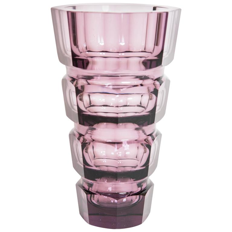 Amethyst Crystal Vase Attributed to Josef Hoffman for Moser at 1stDibs