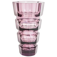 Amethyst Crystal Vase Attributed to Josef Hoffman for Moser