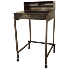 Vintage Industrial Metal Mobile Podium or Hostess Stand