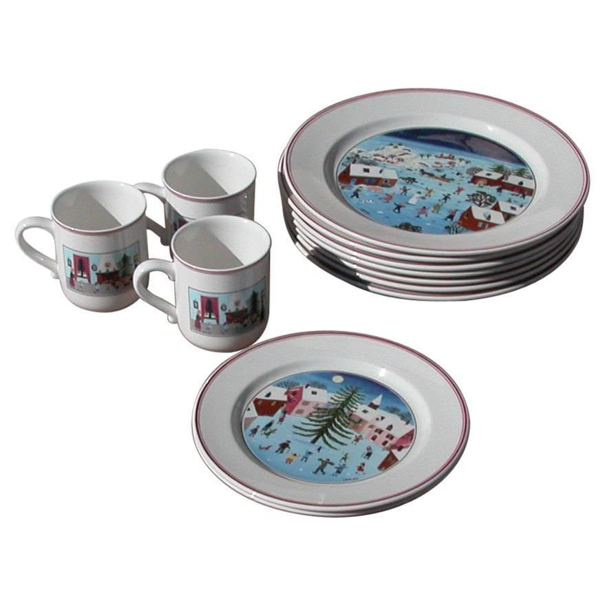 Vintage Naif Christmas Plates by Villeroy and Boch at 1stdibs